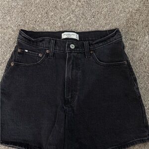 Abercrombie & Fitch Black High-Rise Denim Shorts